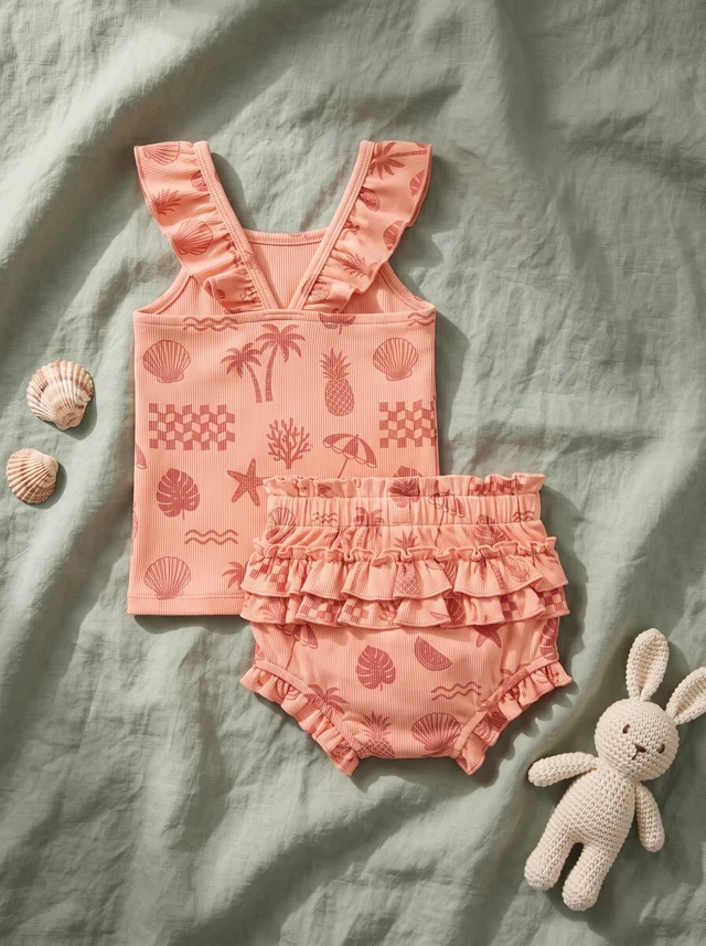 Conjunto durazno de playa con volados