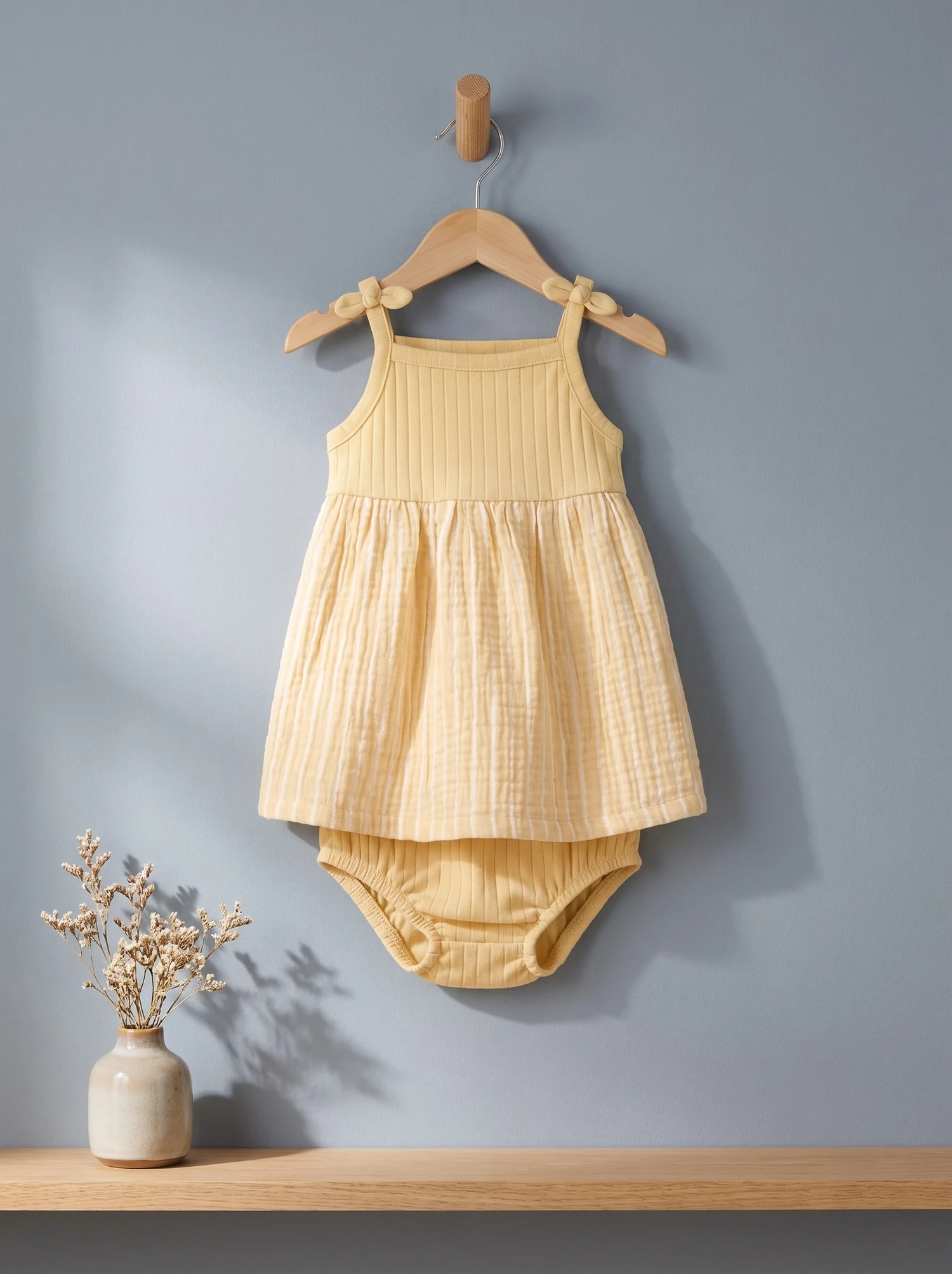 Vestido amarillo de rayas