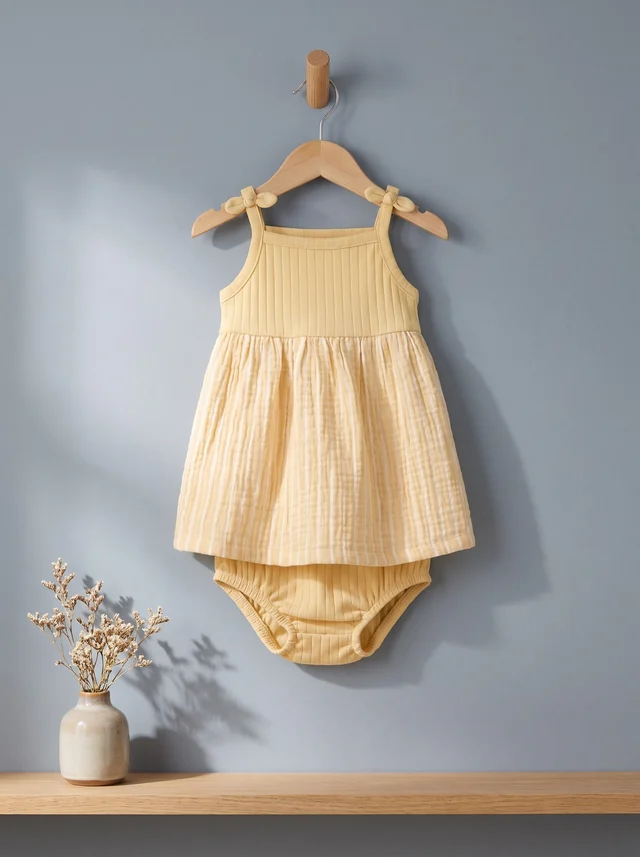 Vestido amarillo de rayas